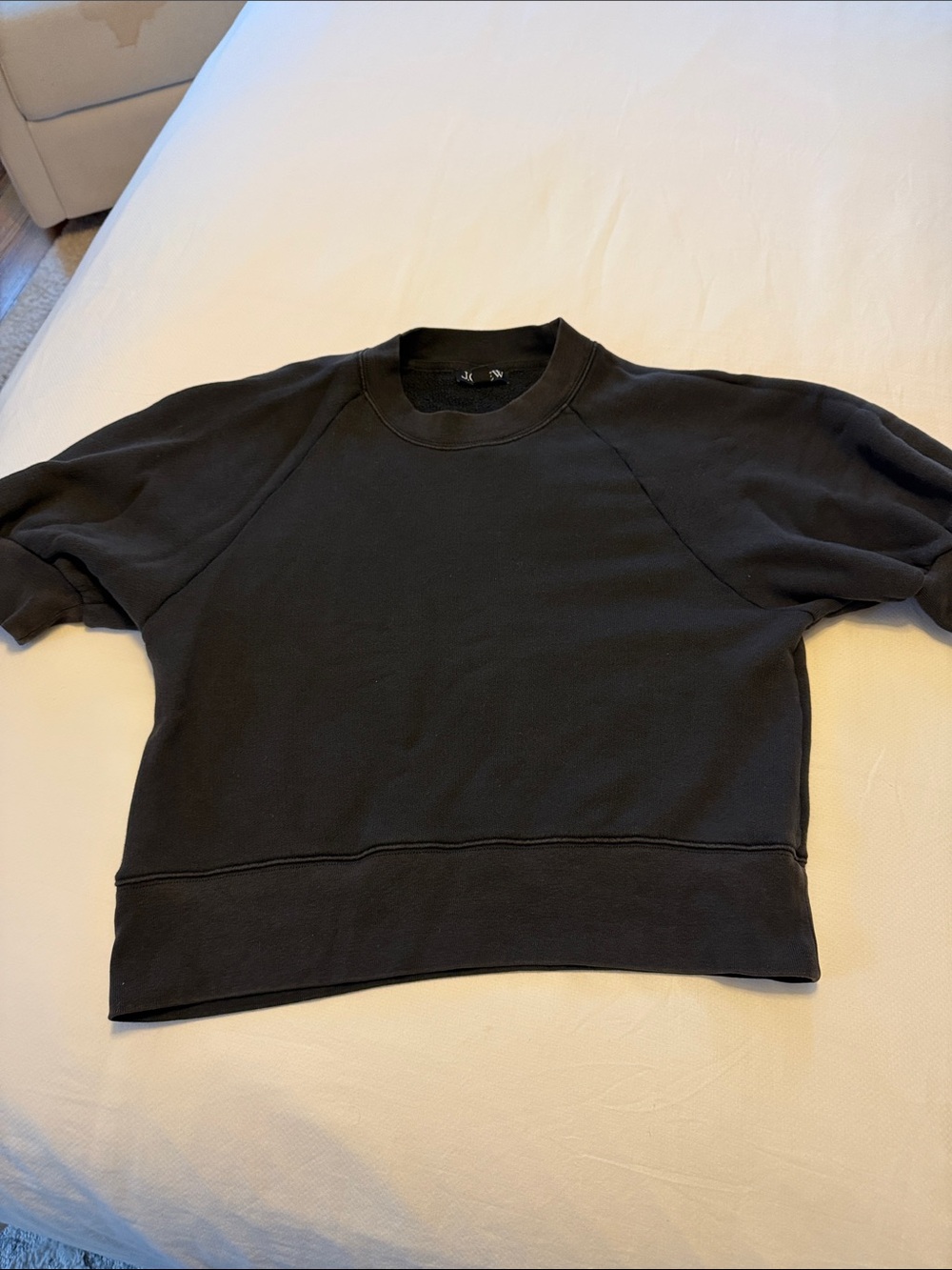 J. Crew Black Short-Sleeve Crewneck Sweatshirt